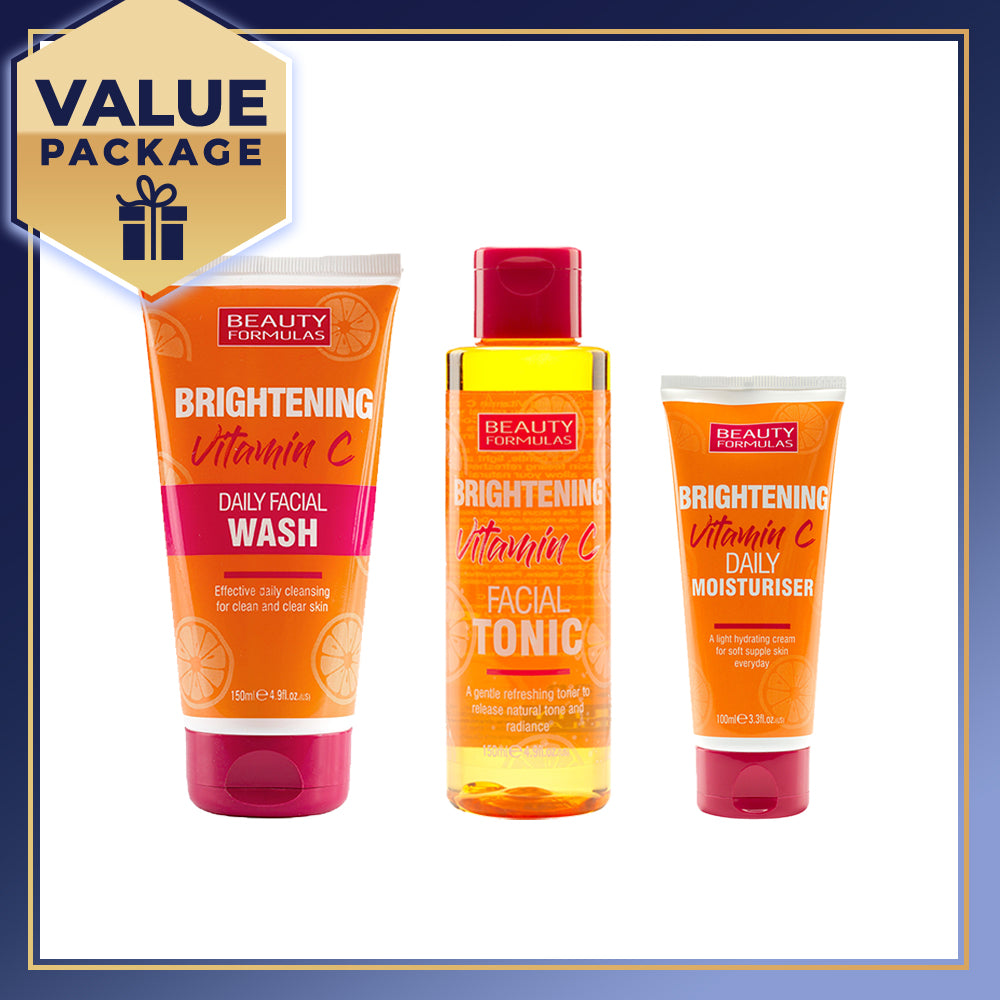 Beauty Formulas Brightening Vitamin C Daily Moisturiser 100ml + Tonic 150ml + Facial Wash 150ml