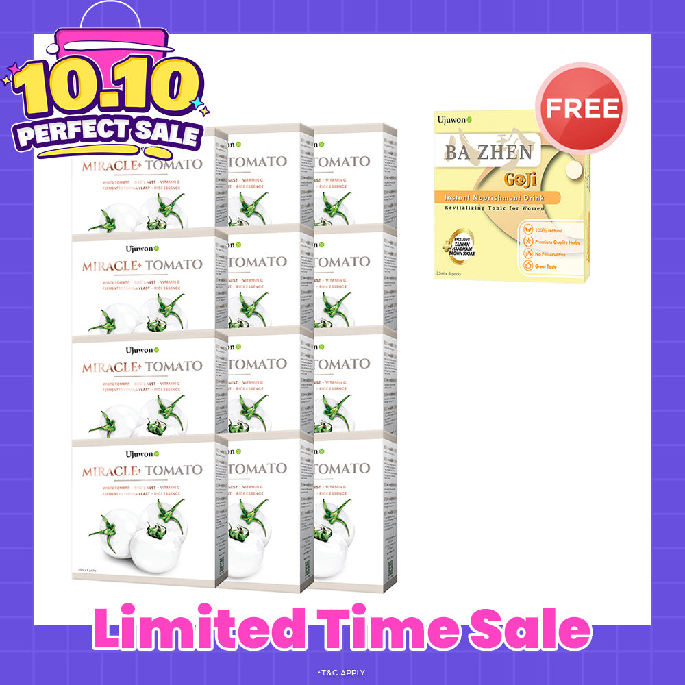 Ujuwon Miracle+ Tomato Skin Booster 8s x 12 Boxes FREE Bazhen Goji × 1 box