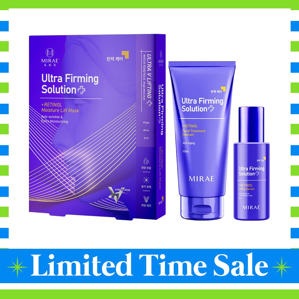 Mirae Ultra Firming Solution + Retinol Serum 30ml + Facial Treatment Cleanser 120ml + Moisture Lift Mask 3s
