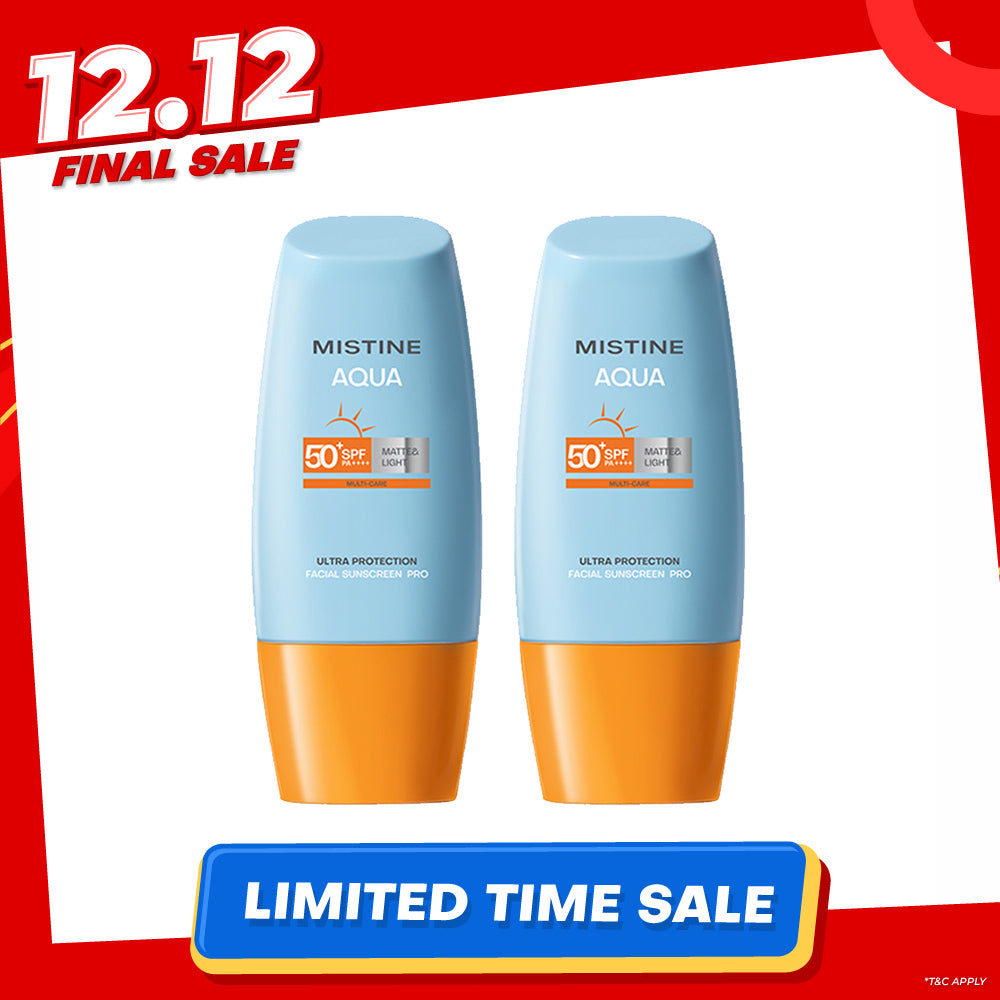 【Bundle of 2】Mistine Aqua Base Ultra Protection Matte & Light Face Sunscreen Pro SPF50+ PA++++ 40ml x 2 Bottles
