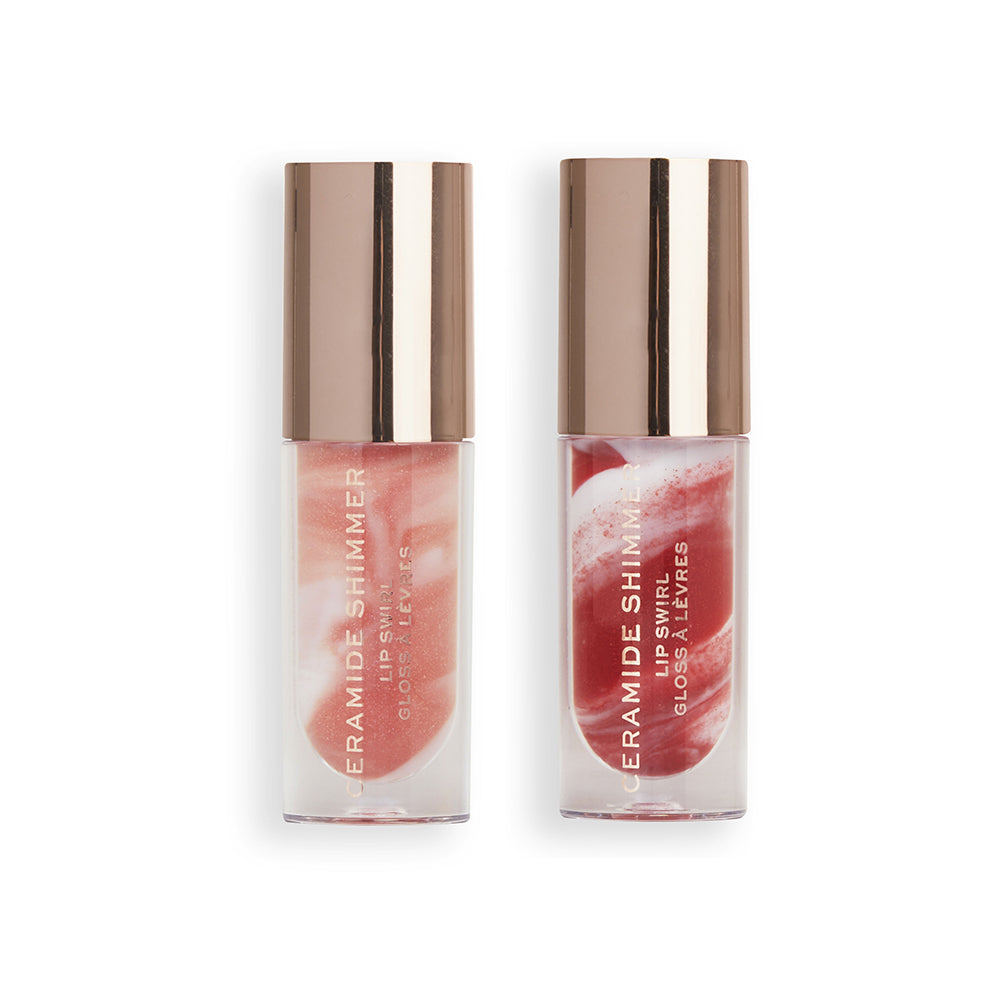 Revolution Festive Allure Ceramide Shimmer Lip Swirl 4.5ml (Glitz Nude / Out Out Red)