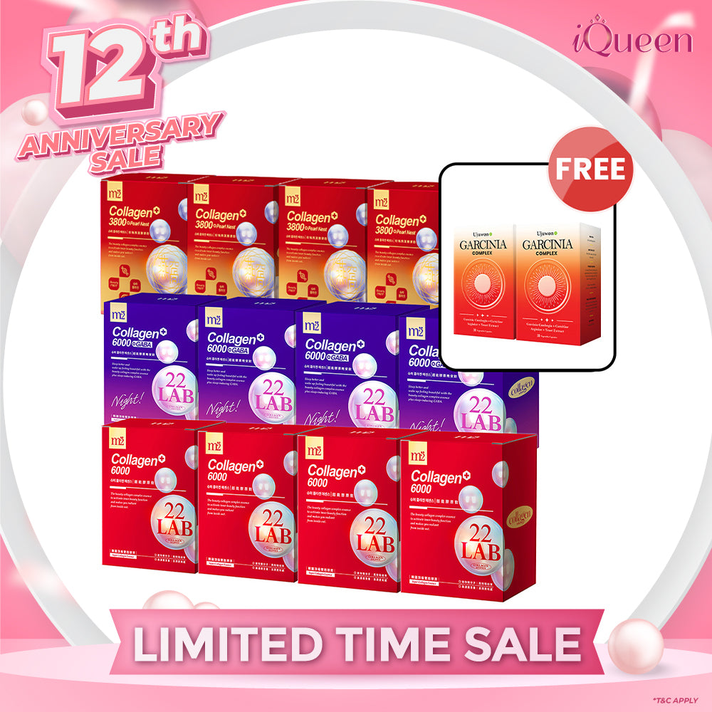 M2 22Lab Super Collagen Drink (6000mg 8s / Night + Gaba 8s / 3800+Pearl Nest 8s) x 12 Boxes + FREE Ujuwon Garcinia Complex 30s x 2