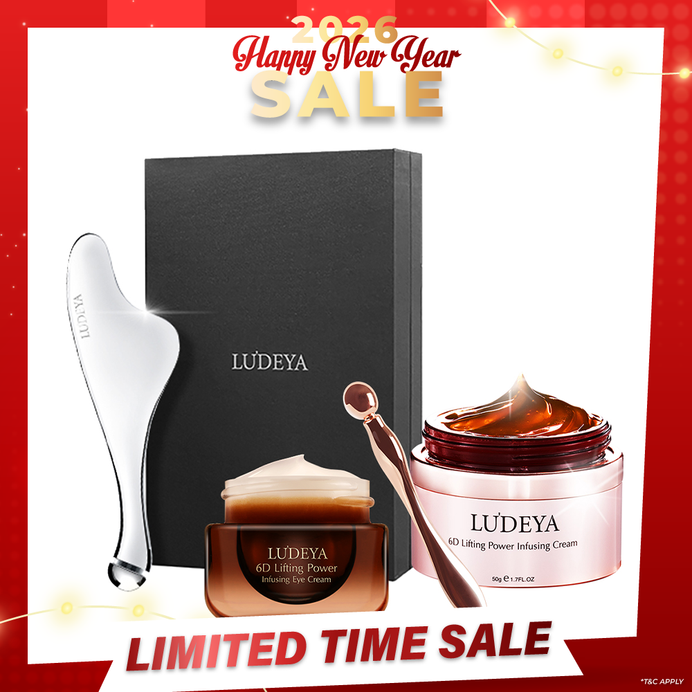 Ludeya 6D Lifting Power Infusing Eye Cream 15ml +Micro Current Firming And Lifting Beauty Instrument + 6D Lifting Power Infusing Cream 50g