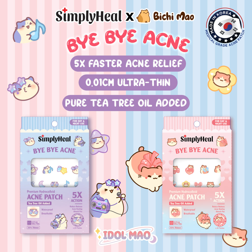 SimplyHeal Day & Night Premium Hydrocolloid Acne Patch (Bichi Mao Purple & Bichi Mao Pink)