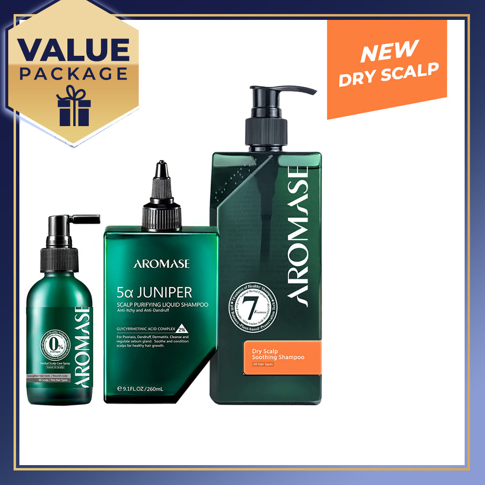 【Bundle of 3】AROMASE Dry & Flacky Scalp 3-Step Set (Large)