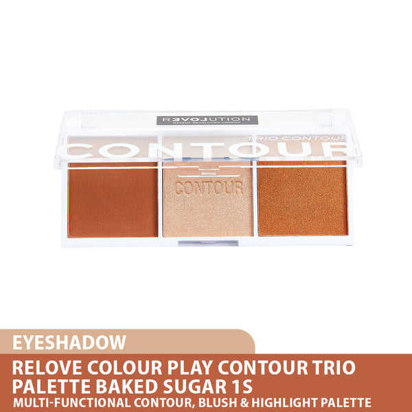 Revolution Relove Colour Play Contour Trio Palette 1s  ( Baked Sugar / Bronze Sugar )