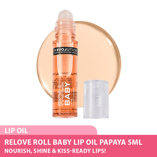 Revolution Relove Roll Baby Lip Oil 5ml ( Papaya / Tonka Bean / Goji Berry / Matcha )