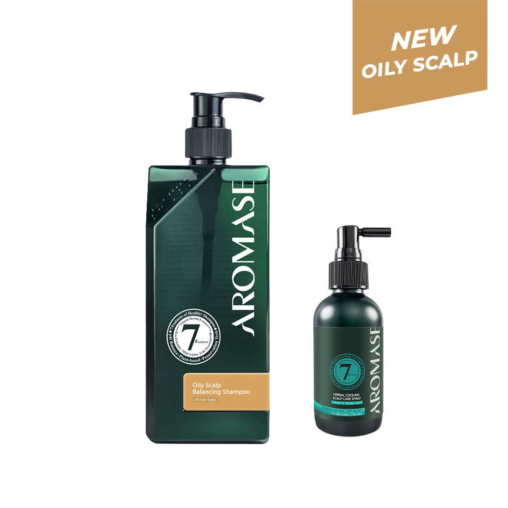 【Bundle of 2】Aromase Oily Scalp Balancing Shampoo 400ml + Aromase Herbal Cooling Scalp Care Spray 115ml