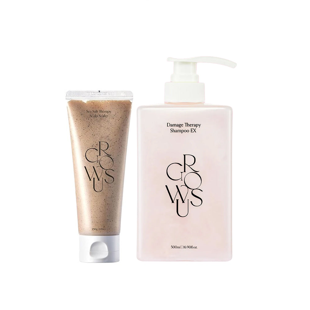 Growus Damage Therapy Shampoo EX 500ml + Sea Salt Therapy Scalp Scaler 250g
