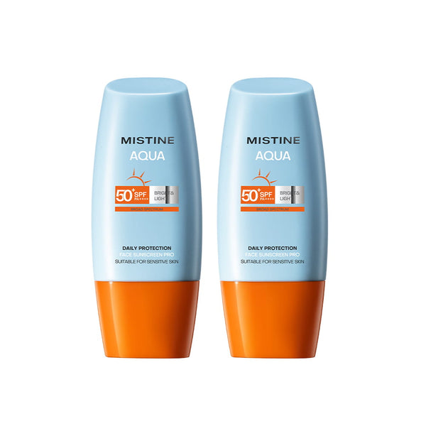 【Bundle of 2】Mistine Aqua Base Daily Protection Bright & Light Face Sunscreen Pro SPF50+ Pa++++ 40ml