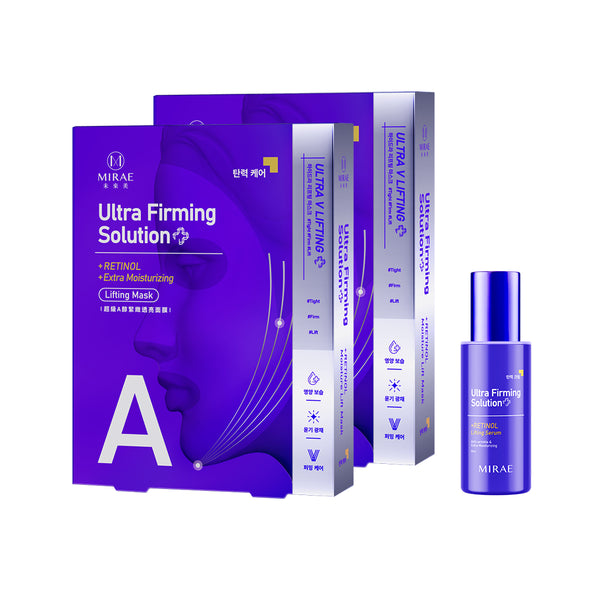 Mirae Ultra Firming Solution + Retinol Serum 30ml + Mirae Ultra Firming Solution + Retinol Moisture Lift Mask 3s x 2 Boxes