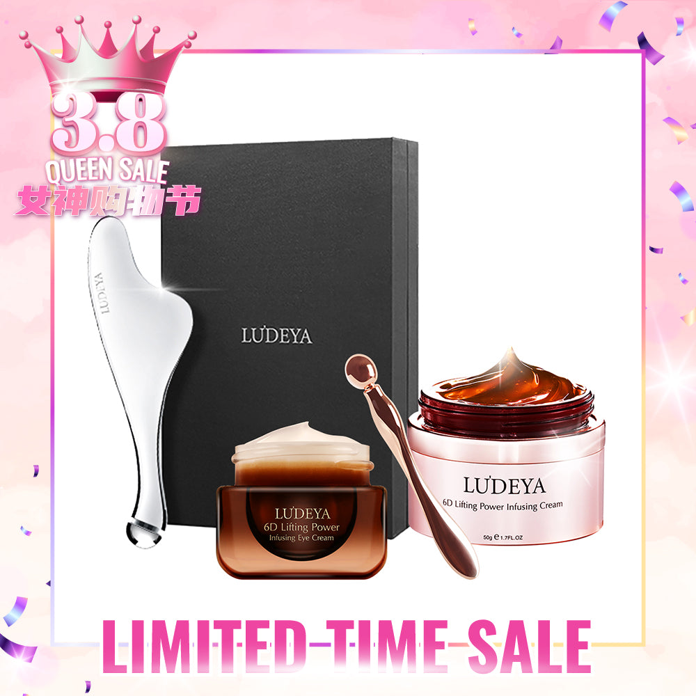 Ludeya 6D Lifting Power Infusing Eye Cream 15ml +Micro Current Firming And Lifting Beauty Instrument + 6D Lifting Power Infusing Cream 50g