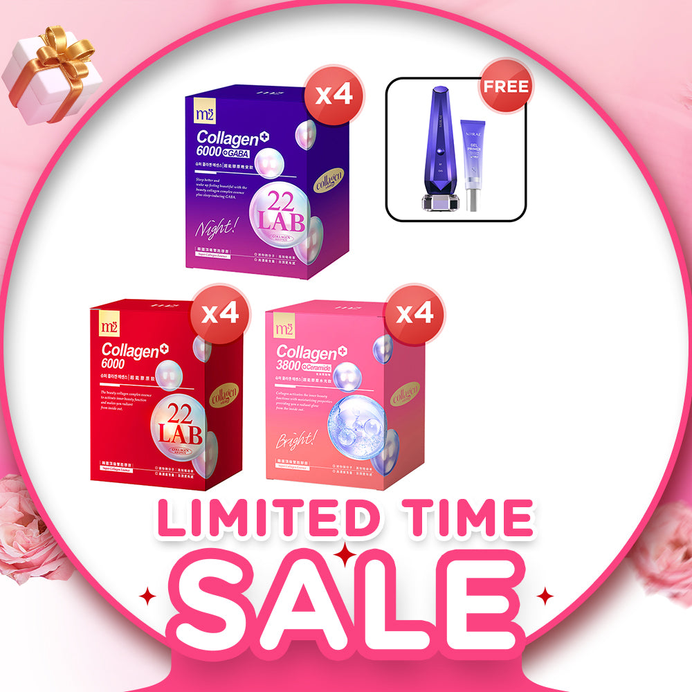 【Bundle Of 4】M2 22Lab Super Collagen Drink 8s (6000mg Drink 8s / Drink+GABA 8s / 3800 + Ceramide Drink 8s) + Mirae Thermal Beauty Device Pro + Gel Primer 30ml