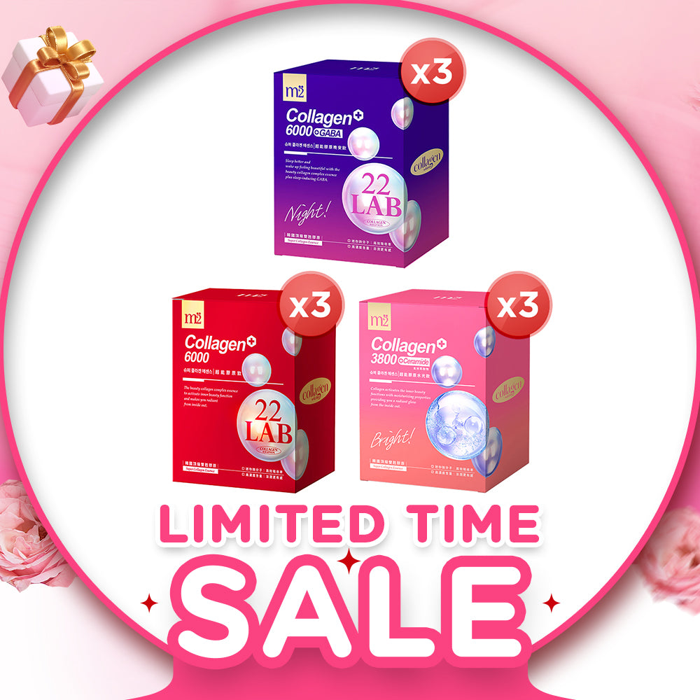 【Bundle Of 3】M2 22Lab Super Collagen Drink 8s (6000mg Drink 8s / Drink+GABA 8s / 3800 + Ceramide Drink 8s)