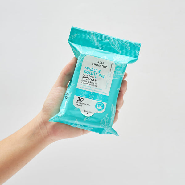 LUXE ORGANIX Micellar Makeup Remover Cleansing Wipes 30s | Ultra Soft | Gentle on Skin | Removes Water Resistant Make Up