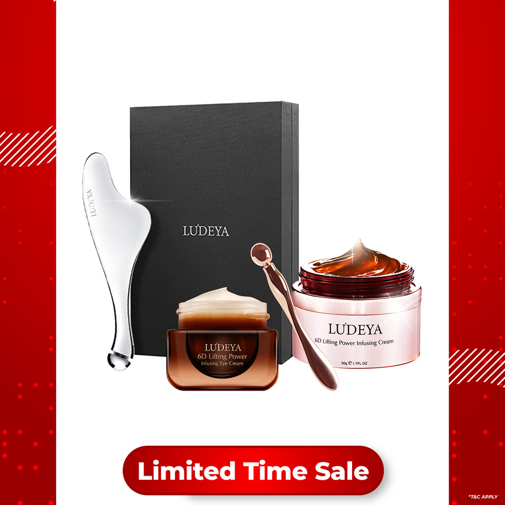 Ludeya 6D Lifting Power Infusing Eye Cream 15ml +Micro Current Firming And Lifting Beauty Instrument + 6D Lifting Power Infusing Cream 50g