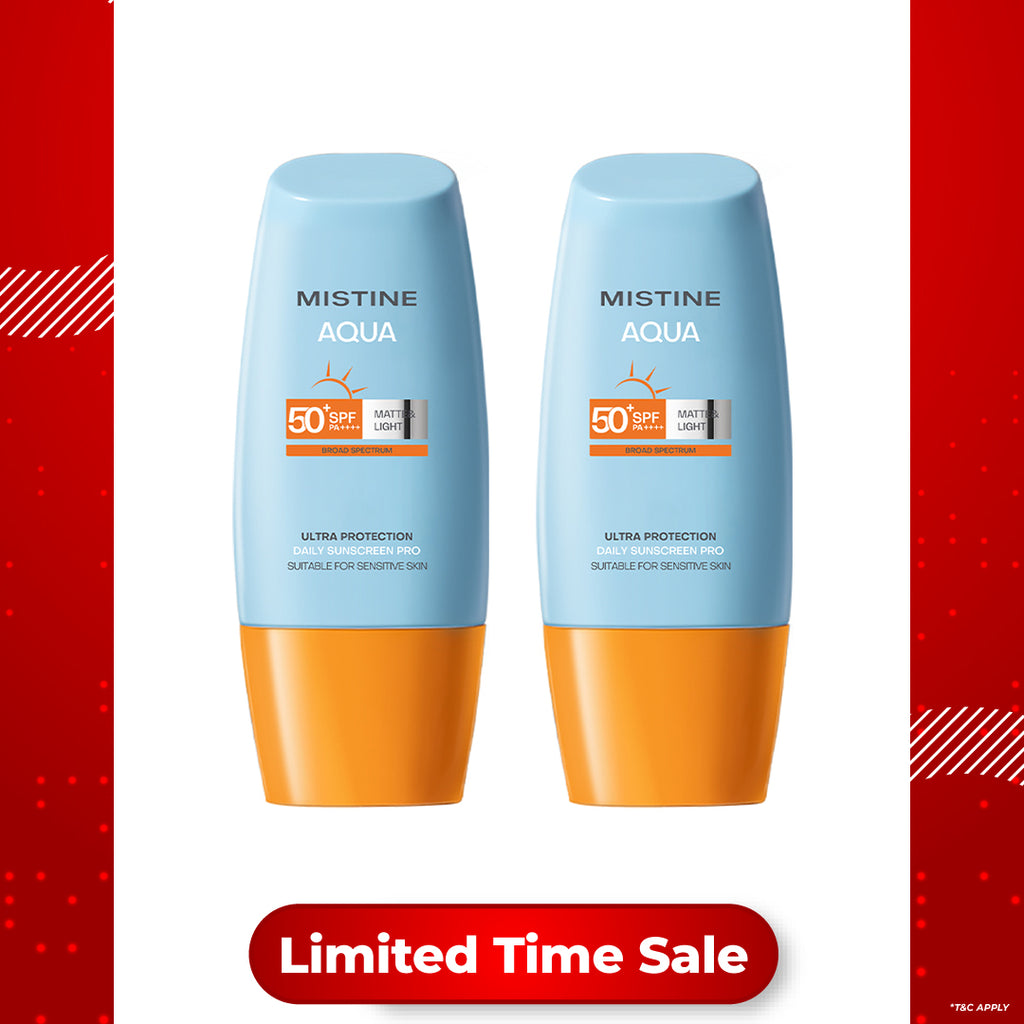 【Bundle of 2】Mistine Aqua Base Ultra Protection Matte & Light Daily Face Sunscreen Pro SPF50+ PA++++ 40ml x 2 Bottles