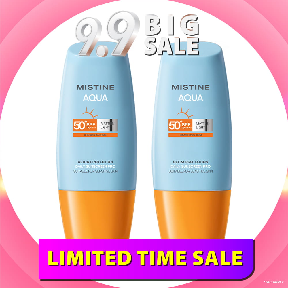 【Bundle of 2】Mistine Aqua Base Ultra Protection Matte & Light Daily Face Sunscreen Pro SPF50+ PA++++ 40ml x 2 Bottles