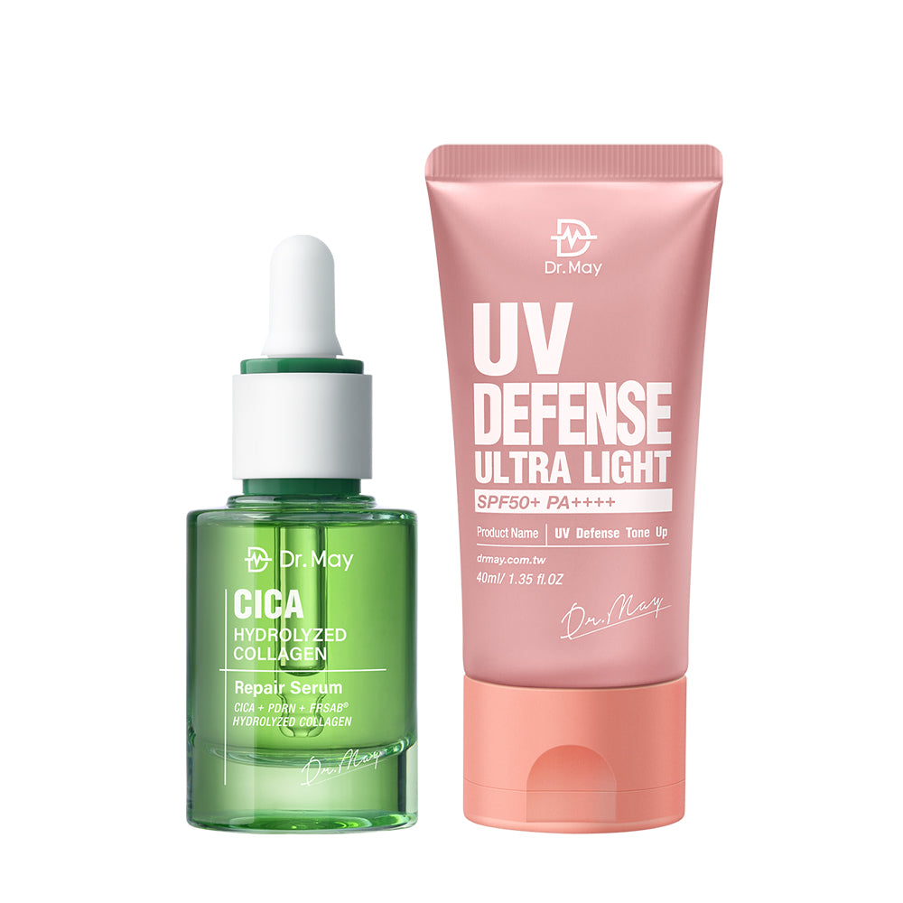 Dr May CICA Hydrolyzed Collagen Repair Serum 30ml + Ultra Light UV Defense Tone Up SPF50+ PA++++ 40m