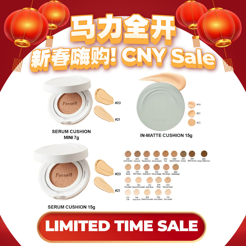 Parnell Glacial Biome Water No-Sebum Cushion 10g / Cicamanu Serum Cushion 15g (27 shades) / In-Matte 15g (3 shades)