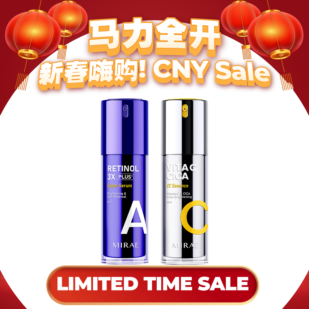 Mirae + Retinol 3X Plus + Super Serum 30ml + Vitamin C & CICA Extra Brightening Essence 30ml