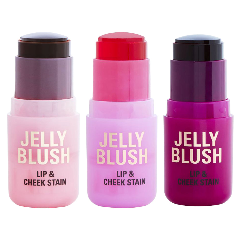 Revolution Jelly Blush Stick Lip and Cheek Stain 5.5g (Cherry Red / Strawberry Pink / Peach Orange)