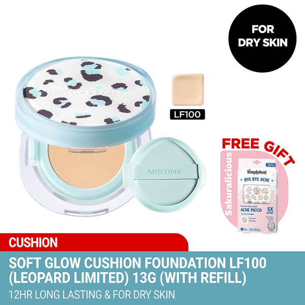 <Siam Leopard Edition> Mistine Soft Glow Cushion Foundation / Soft Matte Essence Air Cushion 13gx2 FOC Refil & AcnePatch