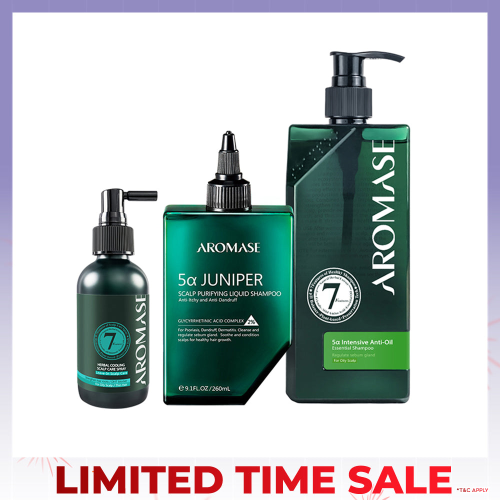 【Bundle of 3】AROMASE Oily Scalp 3-Step Set (Large)