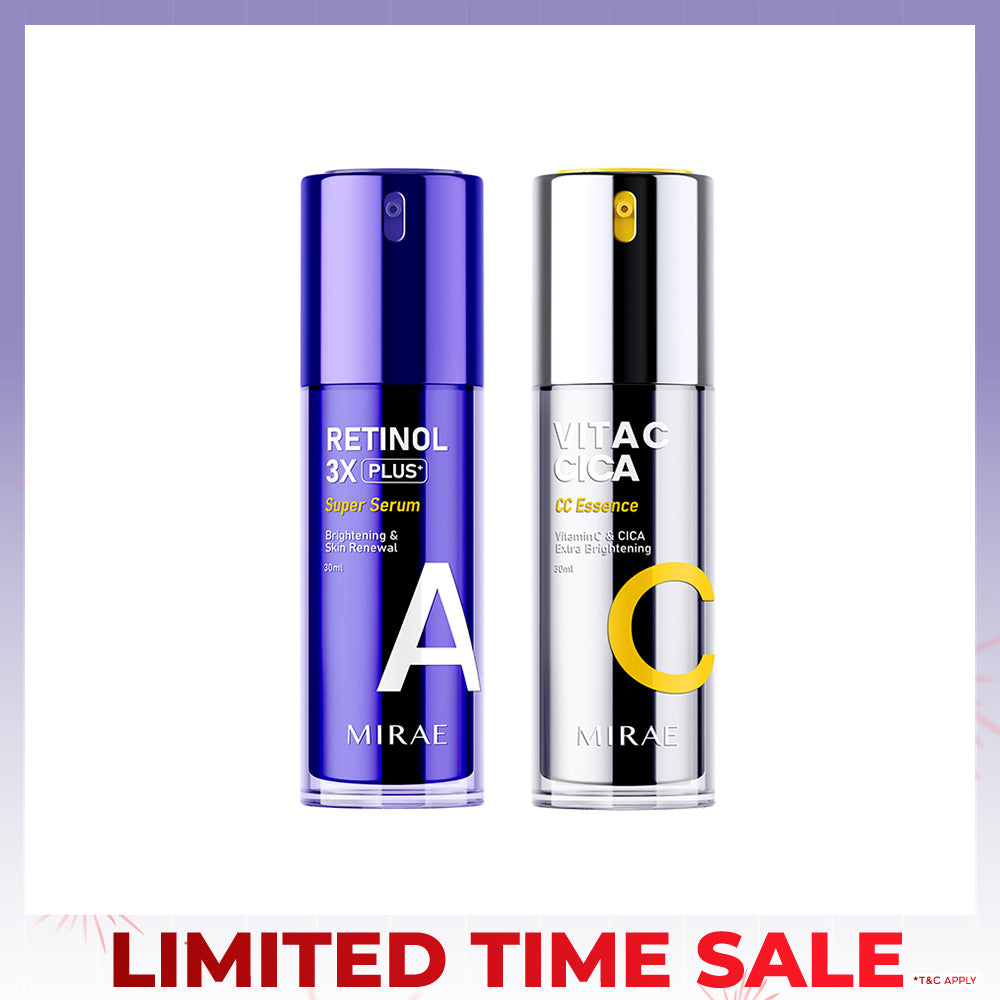 Mirae + Retinol 3X Plus + Super Serum 30ml + Vitamin C & CICA Extra Brightening Essence 30ml