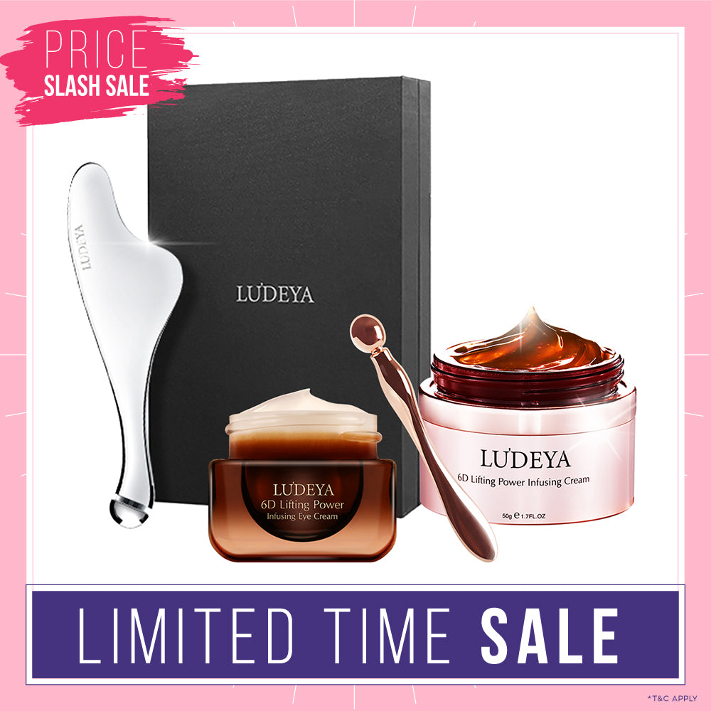 Ludeya 6D Lifting Power Infusing Eye Cream 15ml +Micro Current Firming And Lifting Beauty Instrument + 6D Lifting Power Infusing Cream 50g