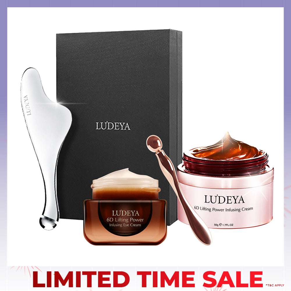 Ludeya 6D Lifting Power Infusing Eye Cream 15ml +Micro Current Firming And Lifting Beauty Instrument + 6D Lifting Power Infusing Cream 50g