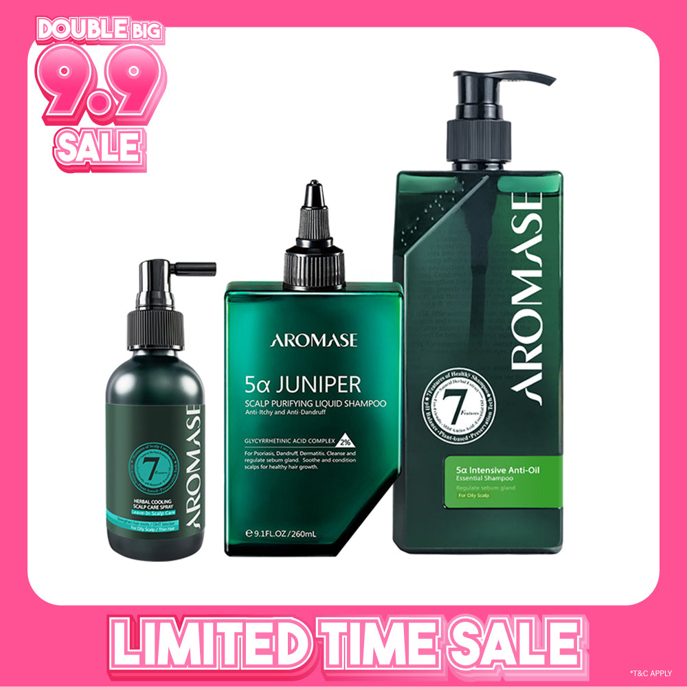【Bundle of 3】AROMASE Oily Scalp 3-Step Set (Large)