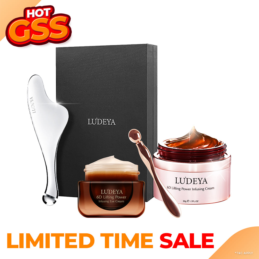 Ludeya 6D Lifting Power Infusing Eye Cream 15ml +Micro Current Firming And Lifting Beauty Instrument + 6D Lifting Power Infusing Cream 50g