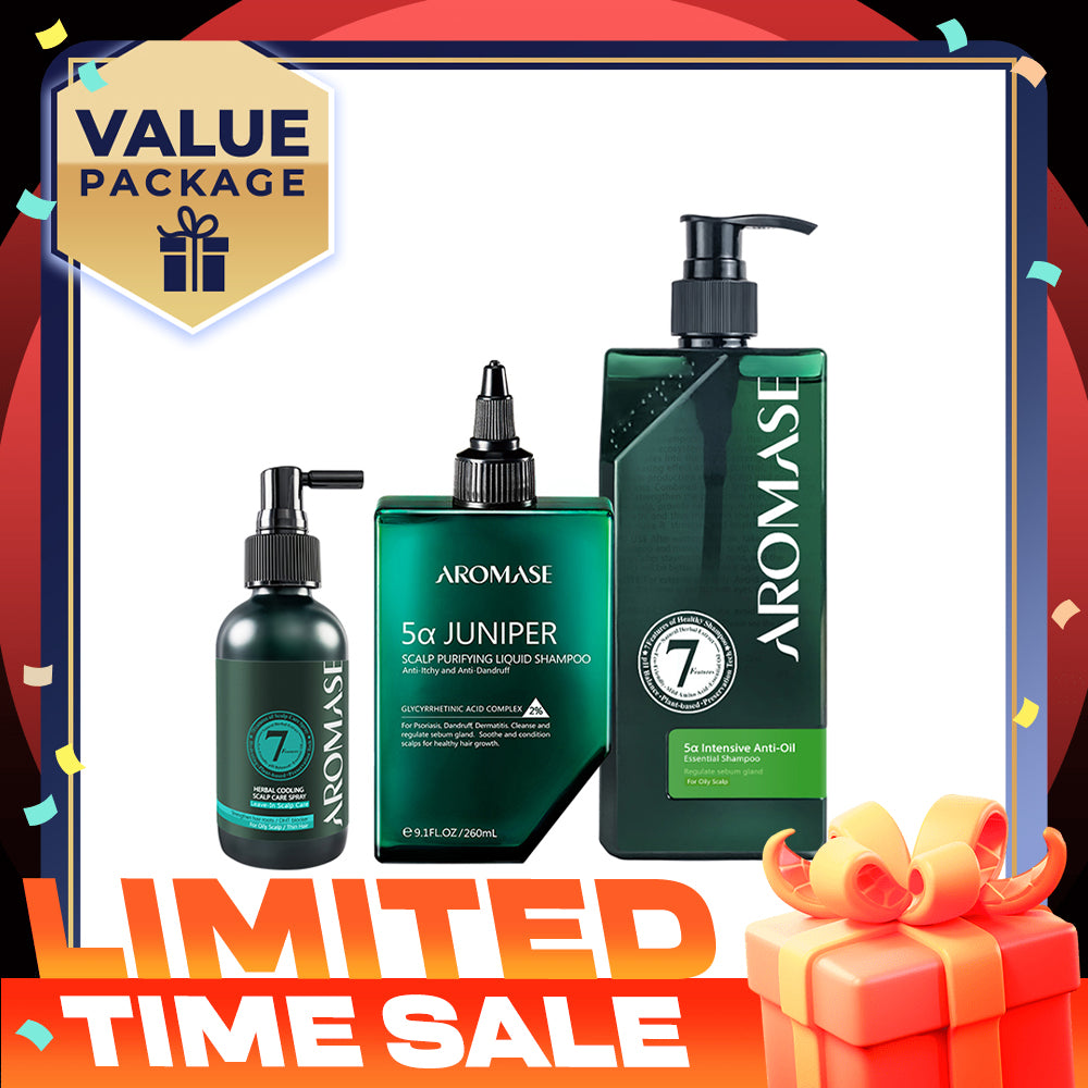 【Bundle of 3】AROMASE Oily Scalp 3-Step Set (Large)