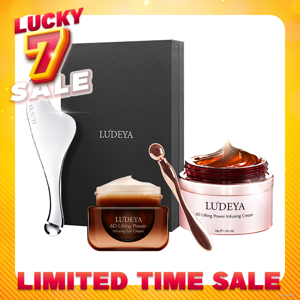 Ludeya 6D Lifting Power Infusing Eye Cream 15ml +Micro Current Firming And Lifting Beauty Instrument + 6D Lifting Power Infusing Cream 50g