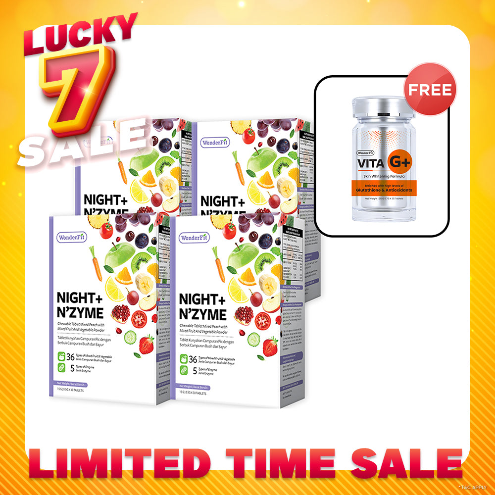 【Bundle Of 4】Wonderfit Night + Nzyme 30s x 4 Boxes + Free Wonderfit Vita G+ 30s x 1