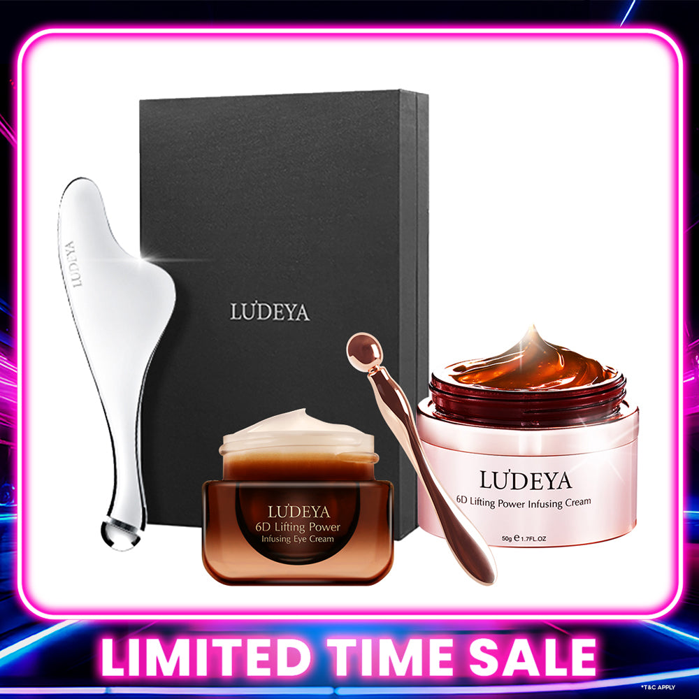 Ludeya 6D Lifting Power Infusing Eye Cream 15ml +Micro Current Firming And Lifting Beauty Instrument + 6D Lifting Power Infusing Cream 50g