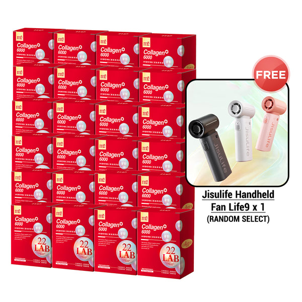 M2 22Lab Super Collagen Drink (6000mg 8s / Night + Gaba 8s / 3800+Ceramide 8s / 3800+Pearl Nest 8s) x 24 Boxes + Free Jisulife Handheld Fan Life9 x 1 (Random Select)