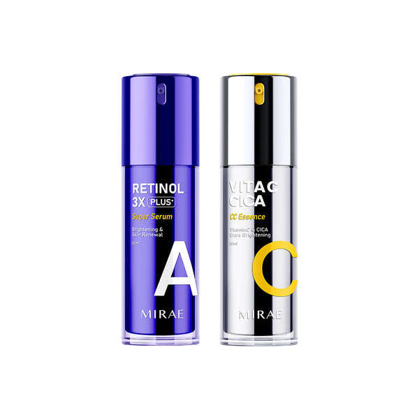 Mirae + Retinol 3X Plus + Super Serum 30ml + Vitamin C & CICA Extra Brightening Essence 30ml