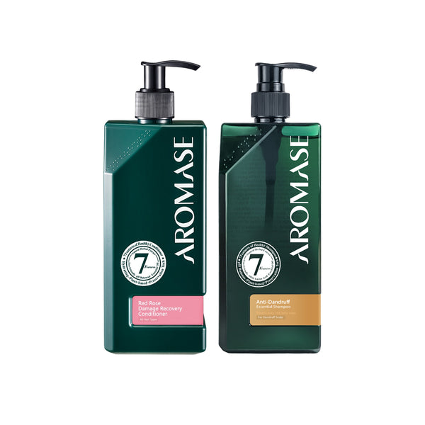 【Bundle of 2】AROMASE Anti-Dandruff Shampoo(Anti-itchy and Dermatitis Essential Shampoo) 400ml + Aromase Red Rose Damage Recovery Conditioner 400ml