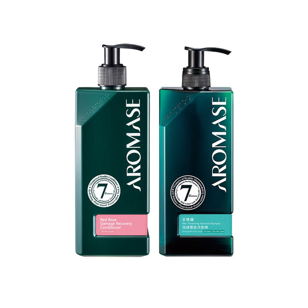 【Bundle of 2】Aromase Hair Thickening Essential Shampoo 400ml + Aromase Red Rose Damage Recovery Conditioner 400ml