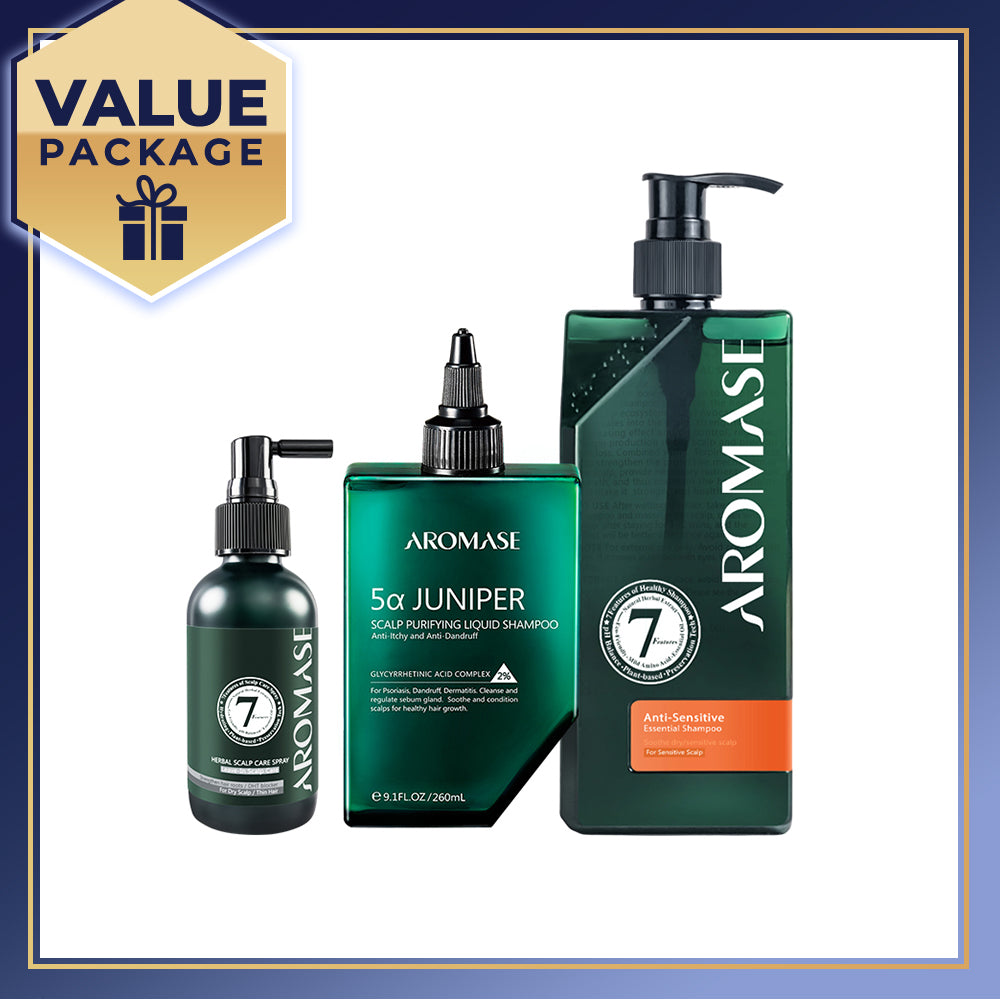 【Bundle of 3】AROMASE Dry & Flacky Scalp 3-Step Set (Large)