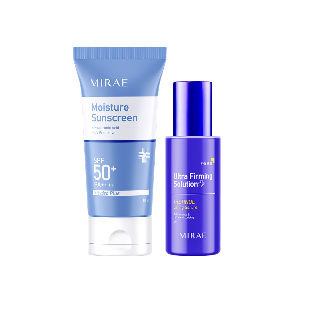 Mirae Ultra Firming Solution + Retinol Serum 30ml + Moisture Sunscreen SPF 50+PA+++ 50ml