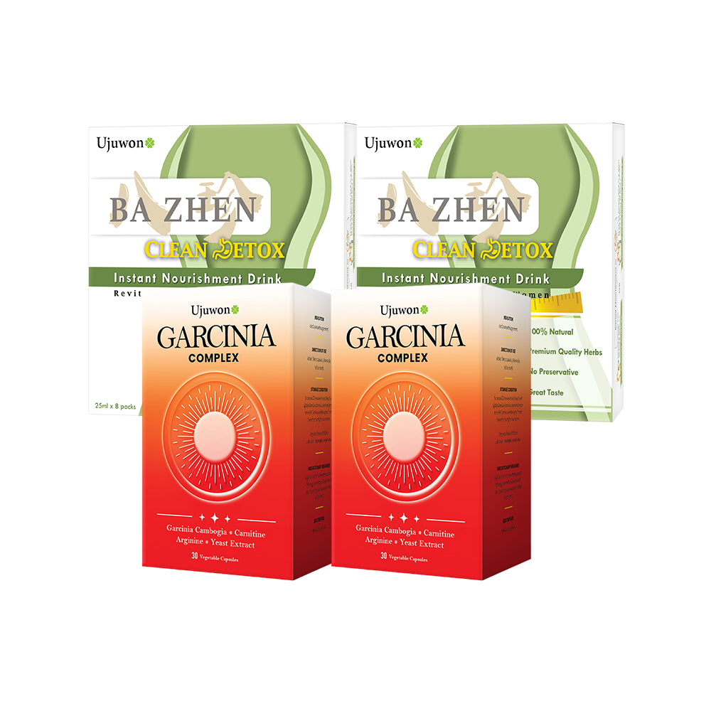 【Bundle of 4】Ujuwon Garcinia Complex 30s x 2 Boxes + Ba Zhen Clean Detox Instant Nourishment Drink 8s x 2 Boxes