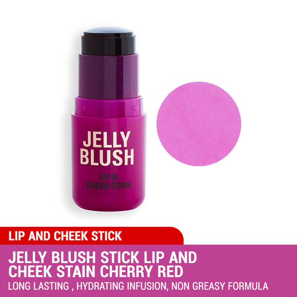 Revolution Jelly Blush Stick Lip and Cheek Stain 5.5g (Cherry Red / Strawberry Pink / Peach Orange)
