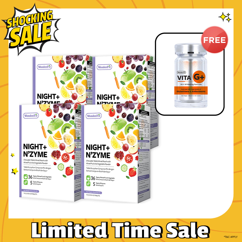 【Bundle Of 4】Wonderfit Night + Nzyme 30s x 4 Boxes + Free Wonderfit Vita G+ 30s x 1