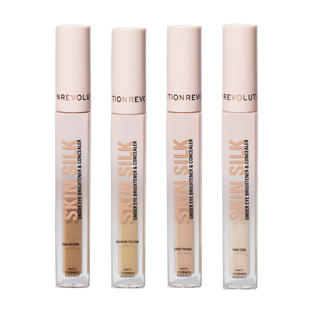 Revolution Skin Silk Under Eye Brightener & Concealer 4ml (Fair Cool / Light Peach / Medium Yellow / Tan Golden)