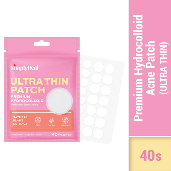 SimplyHeal Premium Hydrocolloid Acne Patch With Tea Tree Oil - Ultra Thin 40 patches / XL 4 patches