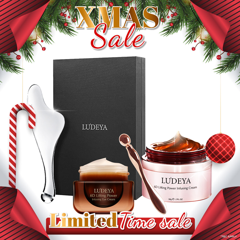 Ludeya 6D Lifting Power Infusing Eye Cream 15ml +Micro Current Firming And Lifting Beauty Instrument + 6D Lifting Power Infusing Cream 50g