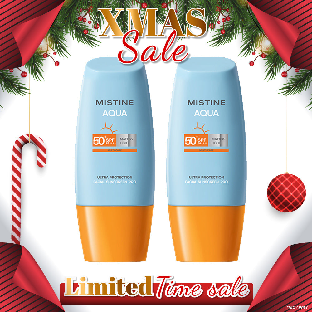 【Bundle of 2】Mistine Aqua Base Ultra Protection Matte & Light Face Sunscreen Pro SPF50+ PA++++ 40ml x 2 Bottles